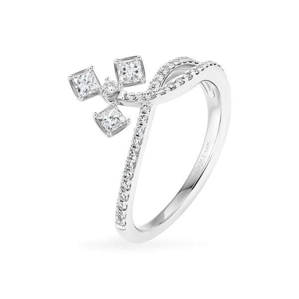 Nhẫn vàng trắng 14K gắn kim cương DOJI AFRR000352F2DA1