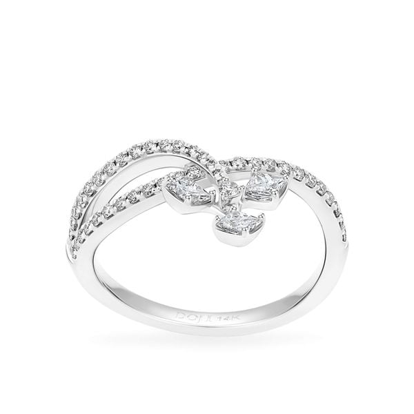 Nhẫn vàng trắng 14K gắn kim cương DOJI AFRR000352F2DA1