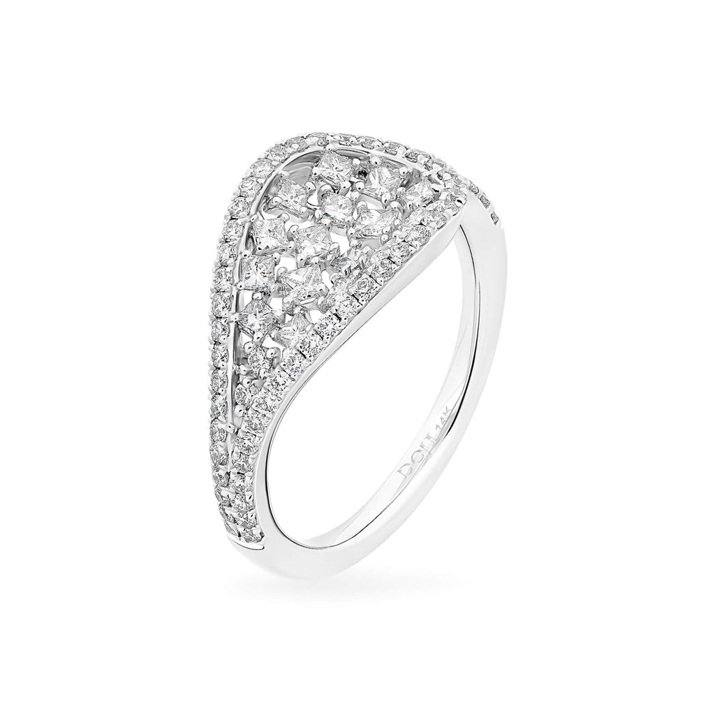 Nhẫn vàng trắng 14K gắn kim cương DOJI AFRR000355F2DA1 