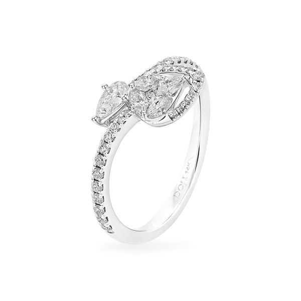 Nhẫn vàng trắng 14K gắn kim cương DOJI AFRR000365F2DA1