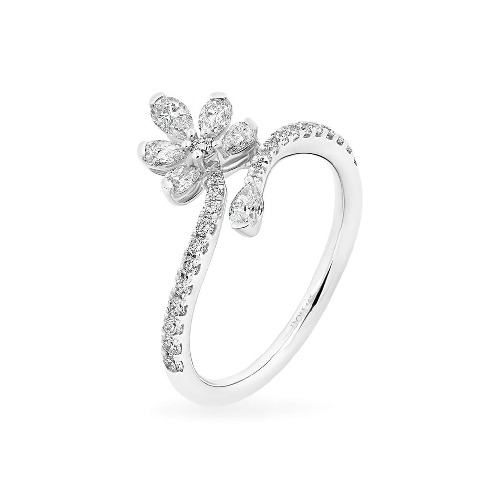 Nhẫn vàng trắng 14K gắn kim cương DOJI AFRR000379F2DA1 