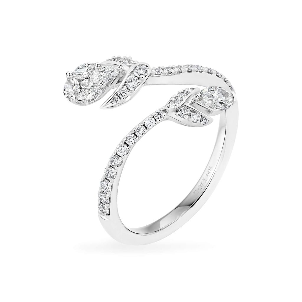 Nhẫn vàng trắng 14K gắn kim cương DOJI AFRR000387F2DA1 