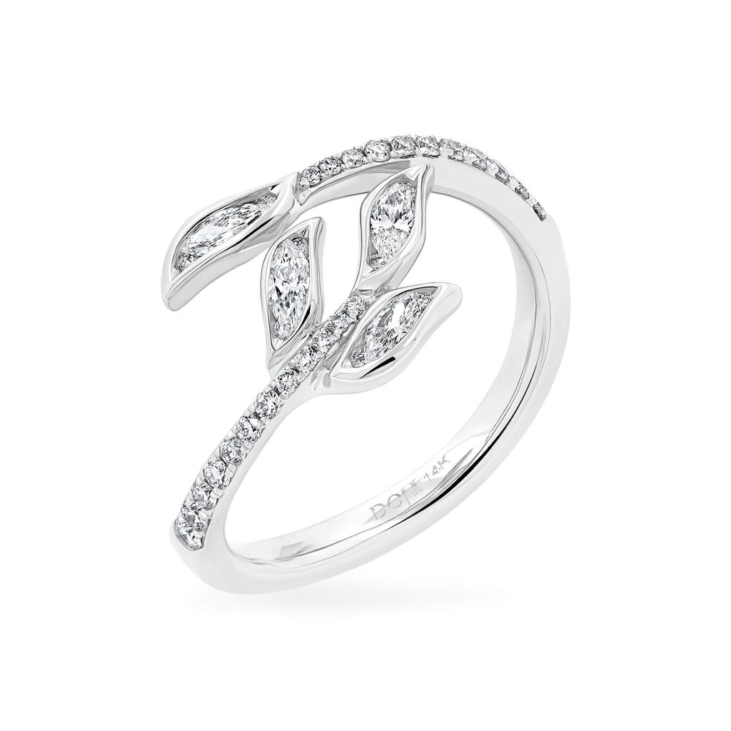 Nhẫn vàng trắng 14K gắn kim cương DOJI AFRR000503F2DA1 