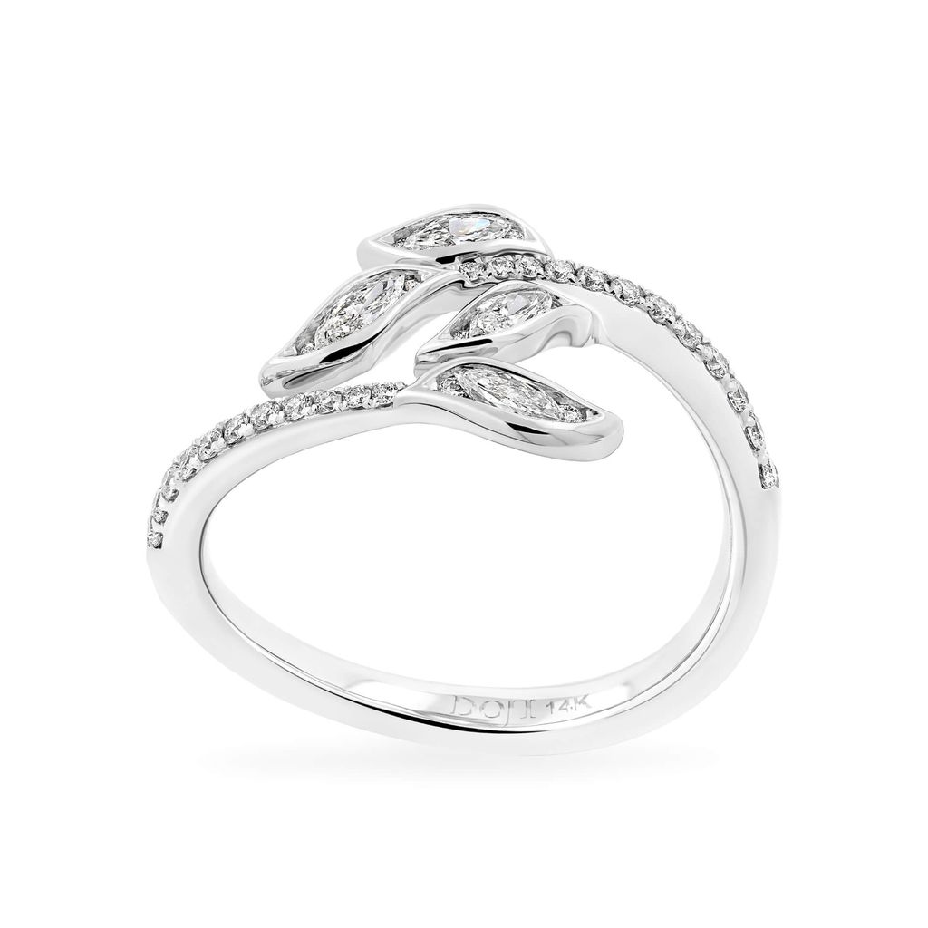 Nhẫn vàng trắng 14K gắn kim cương DOJI AFRR000503F2DA1 