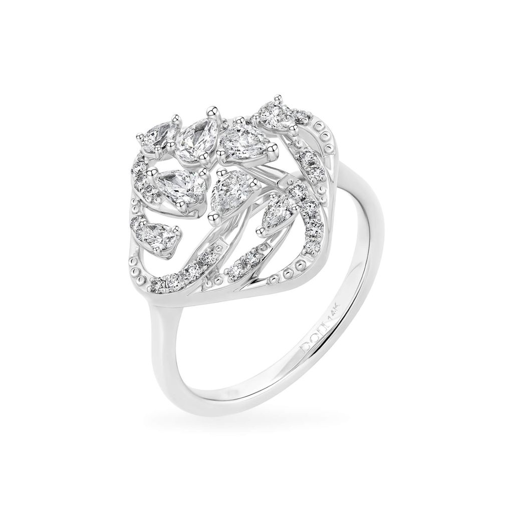 Nhẫn vàng trắng 14K gắn kim cương DOJI AFRR000545F2DA1 