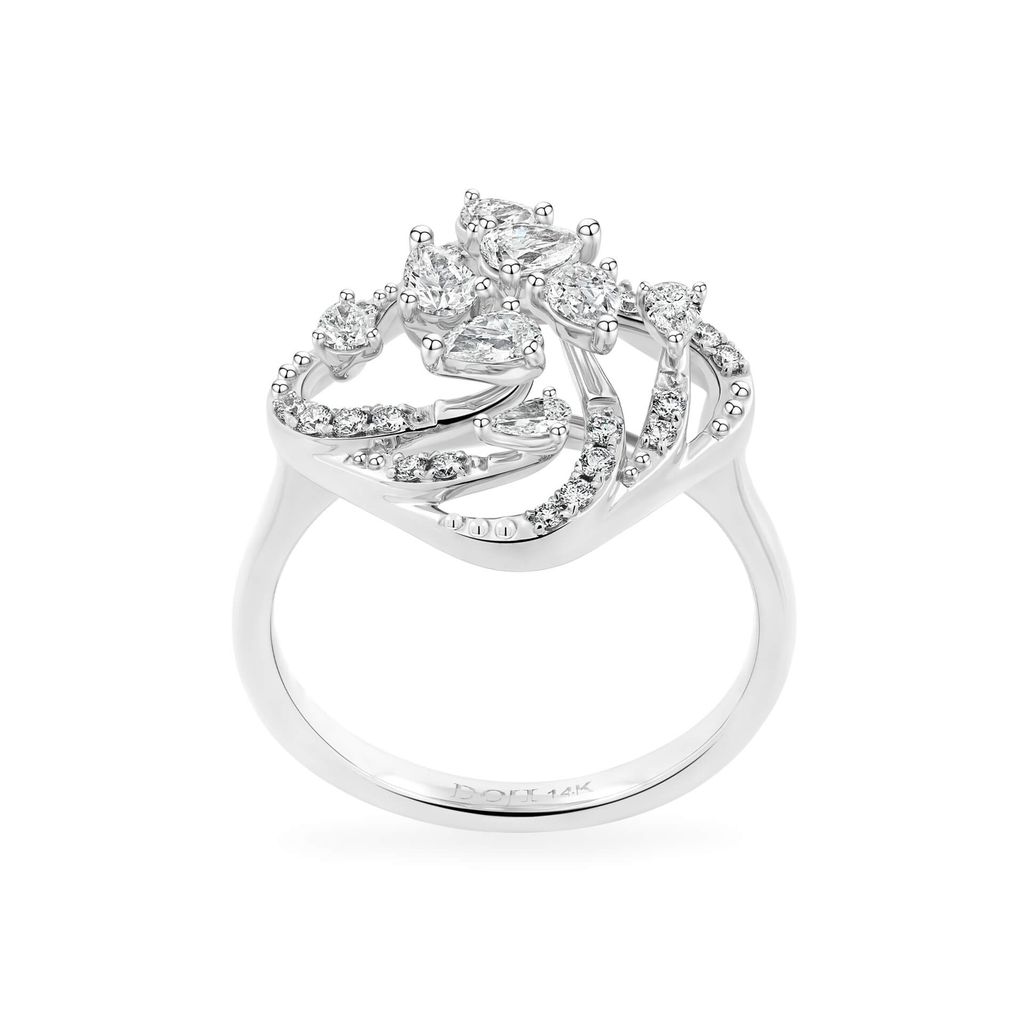 Nhẫn vàng trắng 14K gắn kim cương DOJI AFRR000545F2DA1 