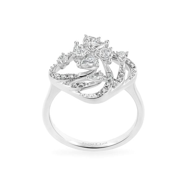 Nhẫn vàng trắng 14K gắn kim cương DOJI AFRR000545F2DA1