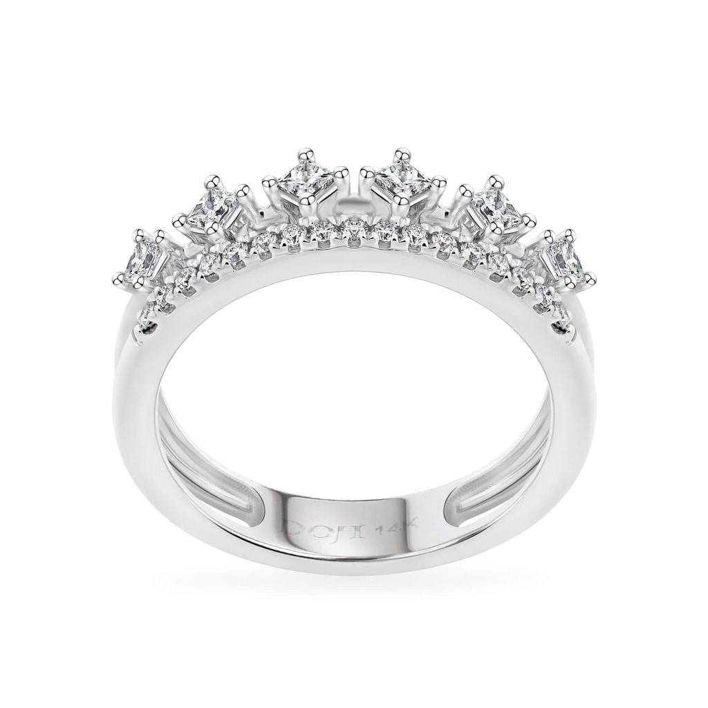 Nhẫn vàng trắng 14K gắn kim cương DOJI AFRR000564F2DA1 