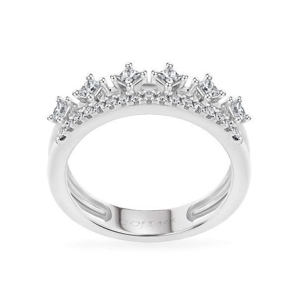 Nhẫn vàng trắng 14K gắn kim cương DOJI AFRR000564F2DA1