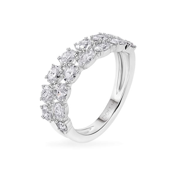 Nhẫn vàng trắng 14K gắn kim cương DOJI AFRR000566F2DA1