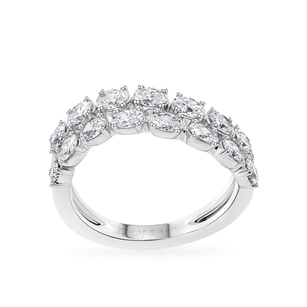 Nhẫn vàng trắng 14K gắn kim cương DOJI AFRR000566F2DA1 