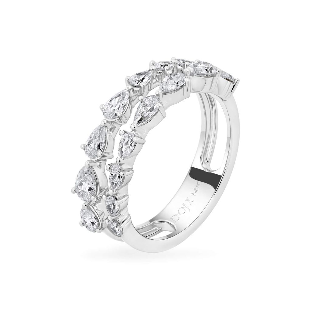 Nhẫn vàng trắng 14K gắn kim cương DOJI AFRR000567F2DA1 