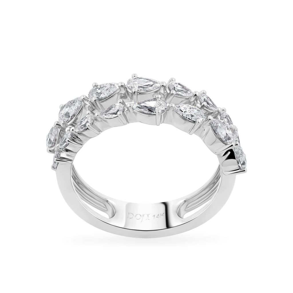Nhẫn vàng trắng 14K gắn kim cương DOJI AFRR000567F2DA1 