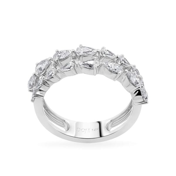 Nhẫn vàng trắng 14K gắn kim cương DOJI AFRR000567F2DA1