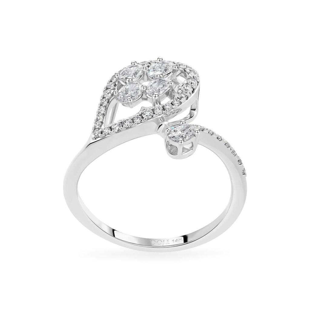 Nhẫn vàng trắng 14K gắn kim cương DOJI AFRR000570F2DA1 