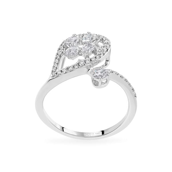 Nhẫn vàng trắng 14K gắn kim cương DOJI AFRR000570F2DA1