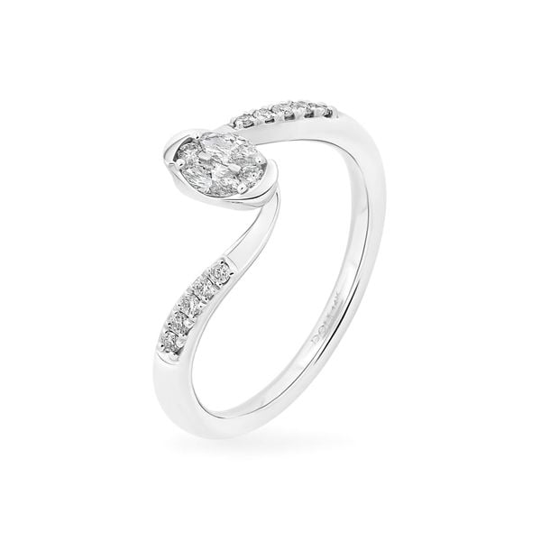 Nhẫn vàng trắng 14K gắn kim cương DOJI AFRR000579F2DA1