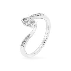 Nhẫn vàng trắng 14K gắn kim cương DOJI AFRR000579F2DA1