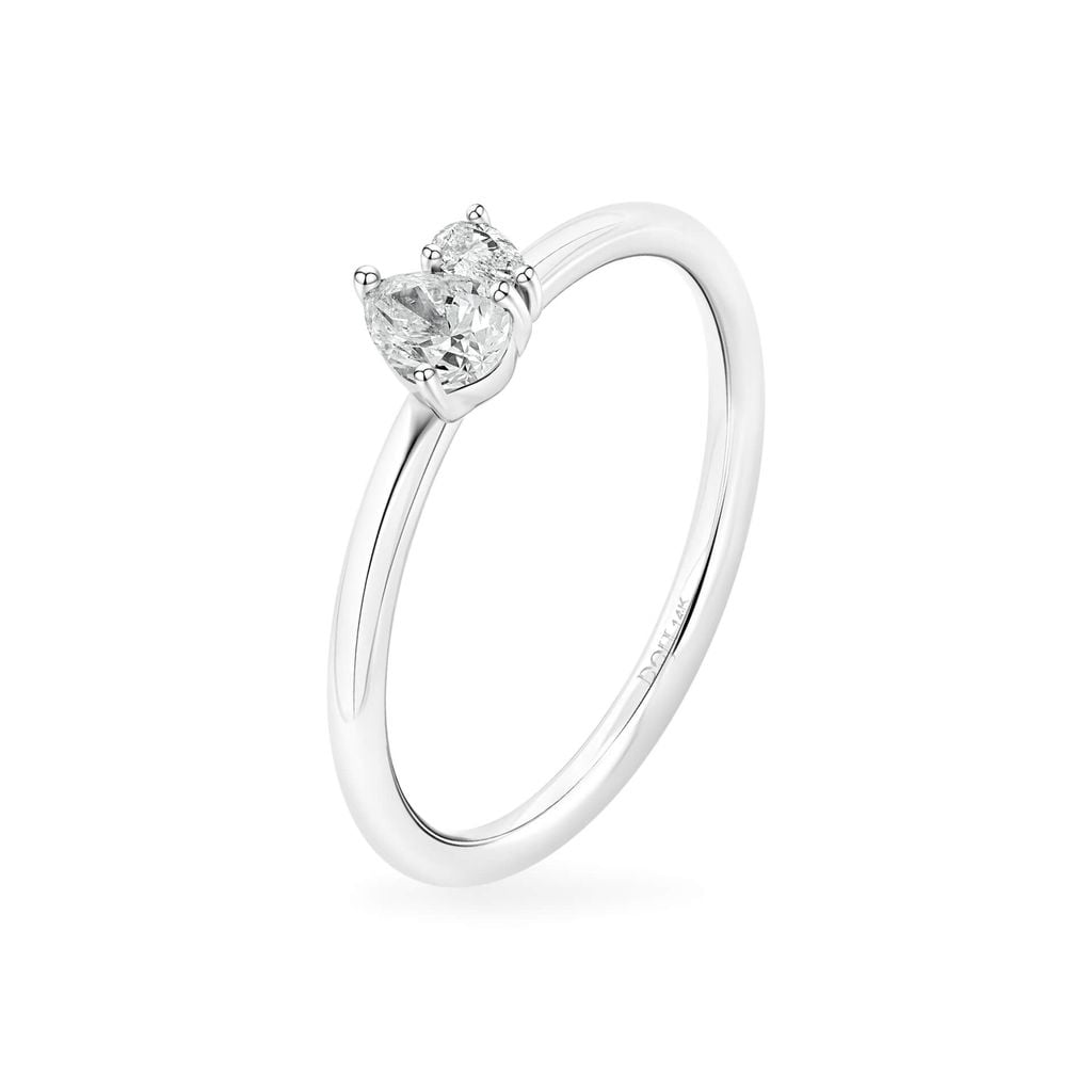 Nhẫn vàng trắng 14K gắn kim cương DOJI AFRR000589F2DA1 