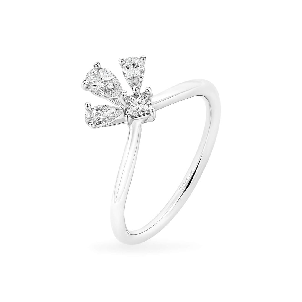 Nhẫn vàng trắng 14K gắn kim cương DOJI AFRR000591F2DA1 