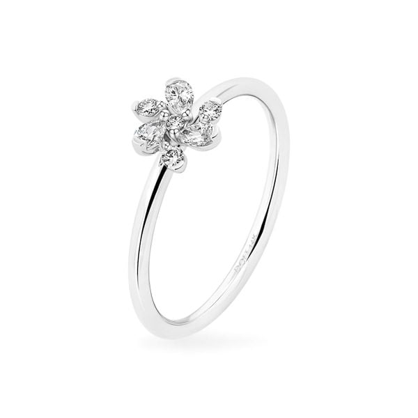 Nhẫn vàng trắng 14K gắn kim cương DOJI AFRR000597F2DA1