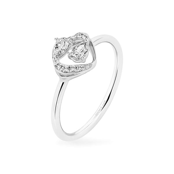 Nhẫn vàng trắng 14K gắn kim cương DOJI AFRR000610F2DA1