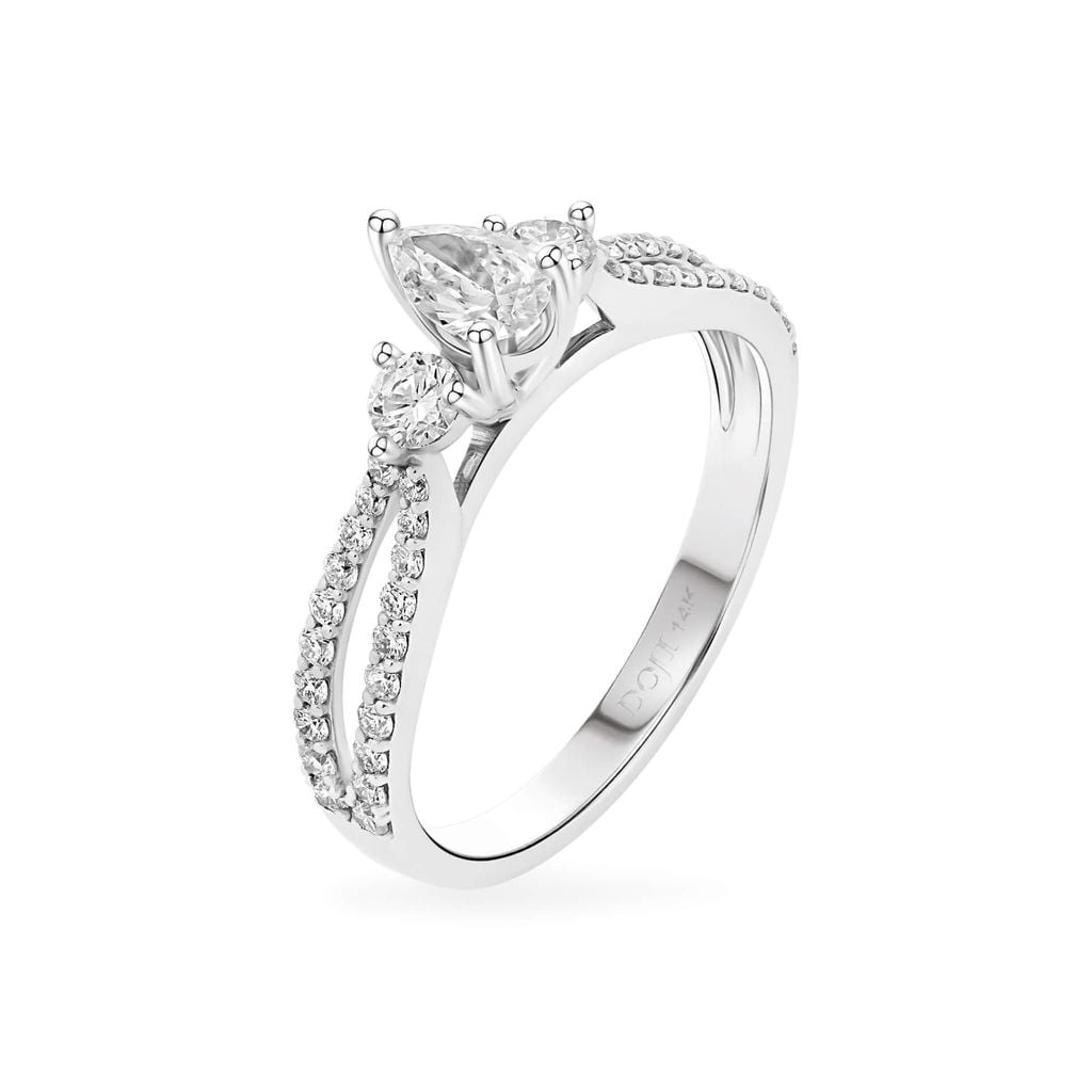 Nhẫn vàng trắng 14K gắn kim cương DOJI AFRR090256F2DA1 