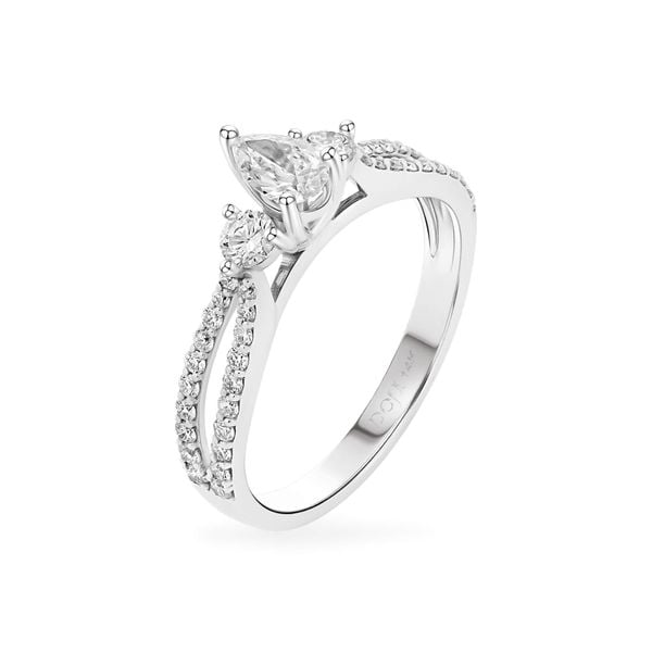 Nhẫn vàng trắng 14K gắn kim cương DOJI AFRR090256F2DA1