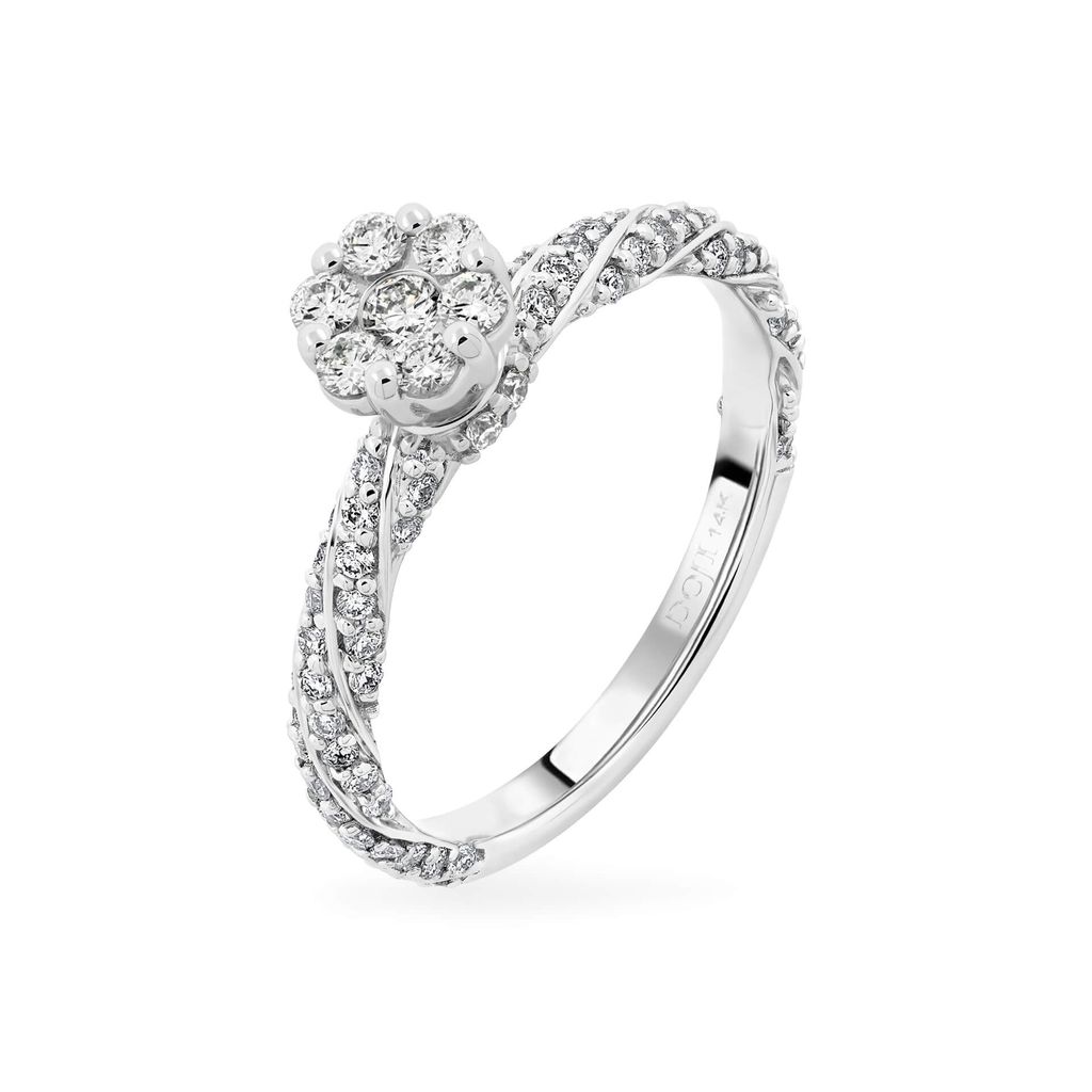 Nhẫn vàng trắng 14K gắn kim cương DOJI AFRR100136F2DA1 