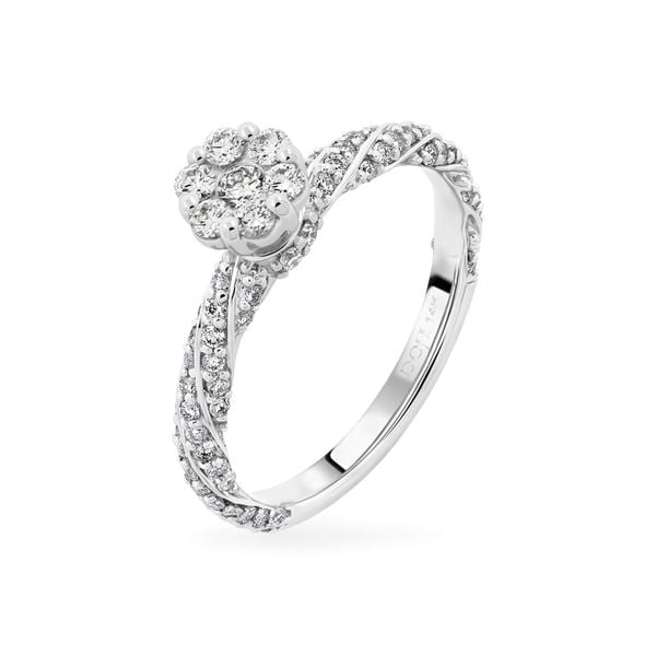 Nhẫn vàng trắng 14K gắn kim cương DOJI AFRR100136F2DA1