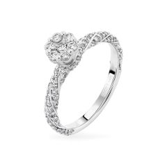 Nhẫn vàng trắng 14K gắn kim cương DOJI AFRR100136F2DA1