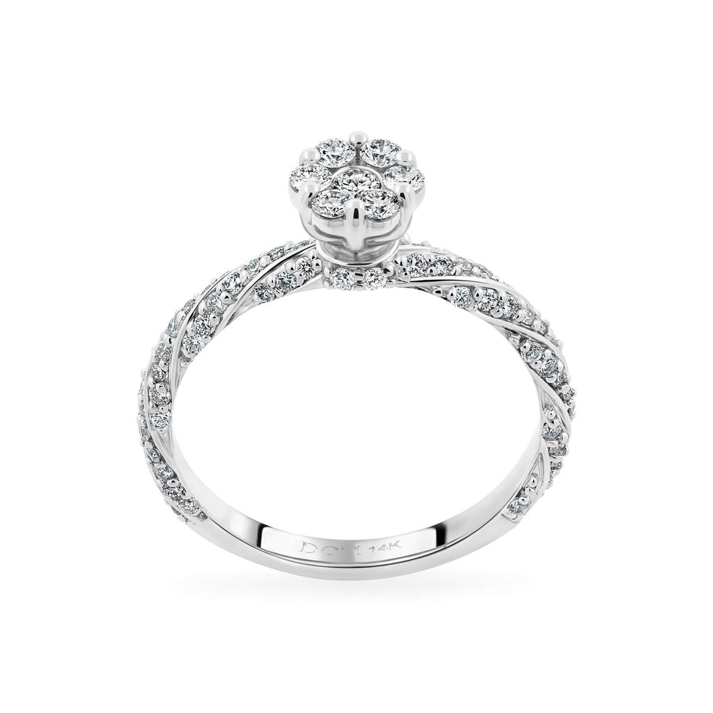 Nhẫn vàng trắng 14K gắn kim cương DOJI AFRR100136F2DA1 