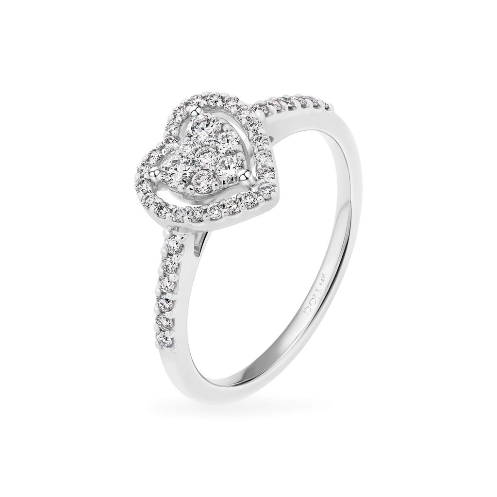 Nhẫn vàng trắng 14K gắn kim cương DOJI AFRR100137F2DA1 