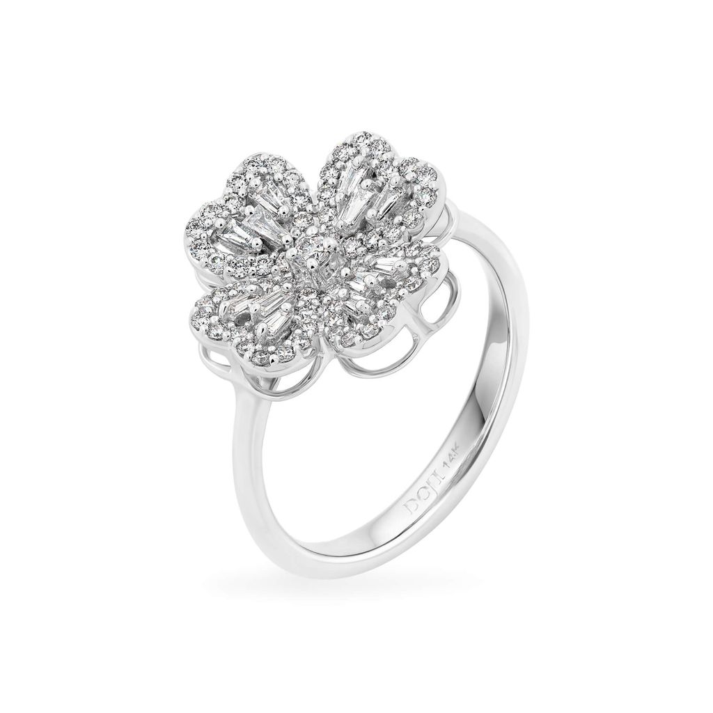 Nhẫn vàng trắng 14K gắn kim cương DOJI AFRR100140F2DA1 