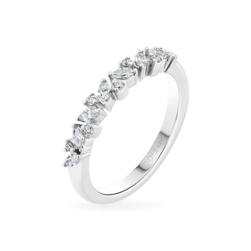 Nhẫn vàng trắng 14K gắn kim cương DOJI AFRR100142F2DA1 