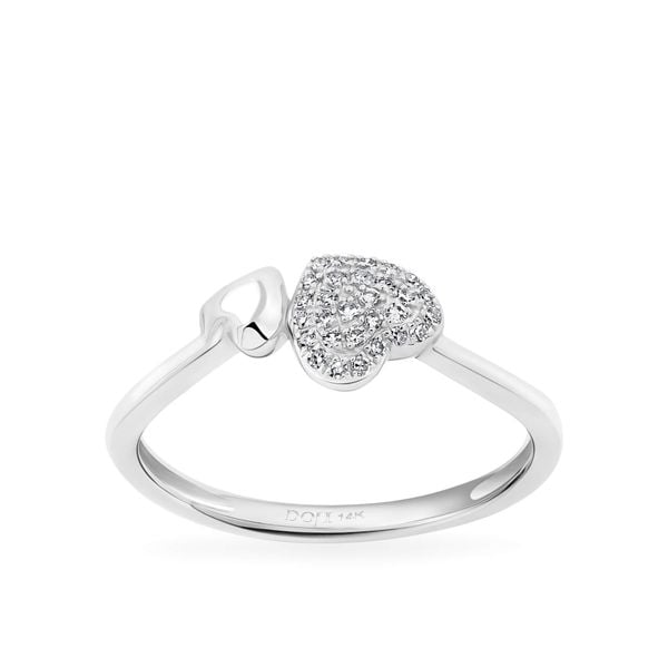 Nhẫn vàng trắng 14K gắn kim cương DOJI AFRR400117F2DA1