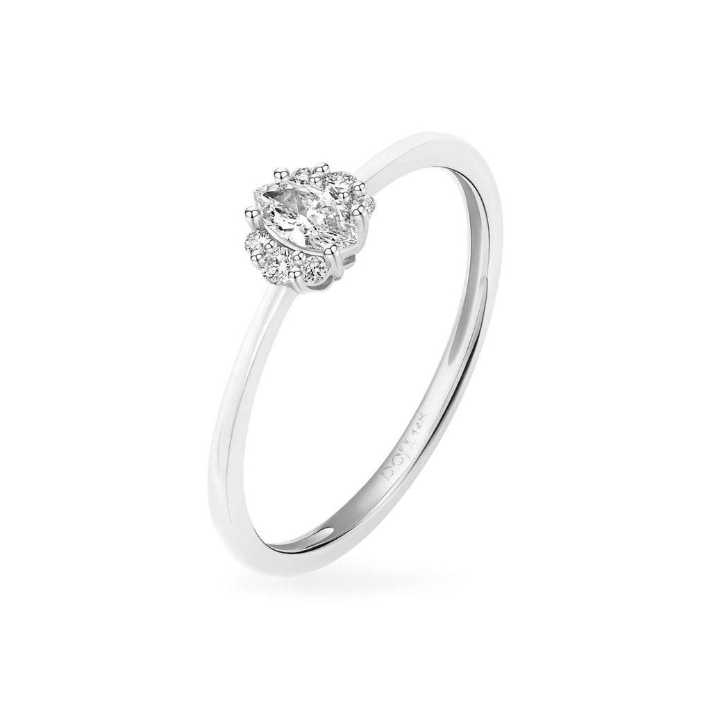 Nhẫn vàng trắng 14K gắn kim cương DOJI AFRR400141F2DA1 