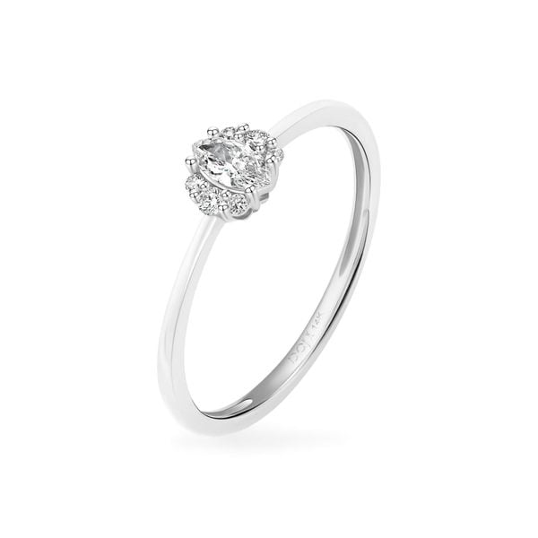 Nhẫn vàng trắng 14K gắn kim cương DOJI AFRR400141F2DA1