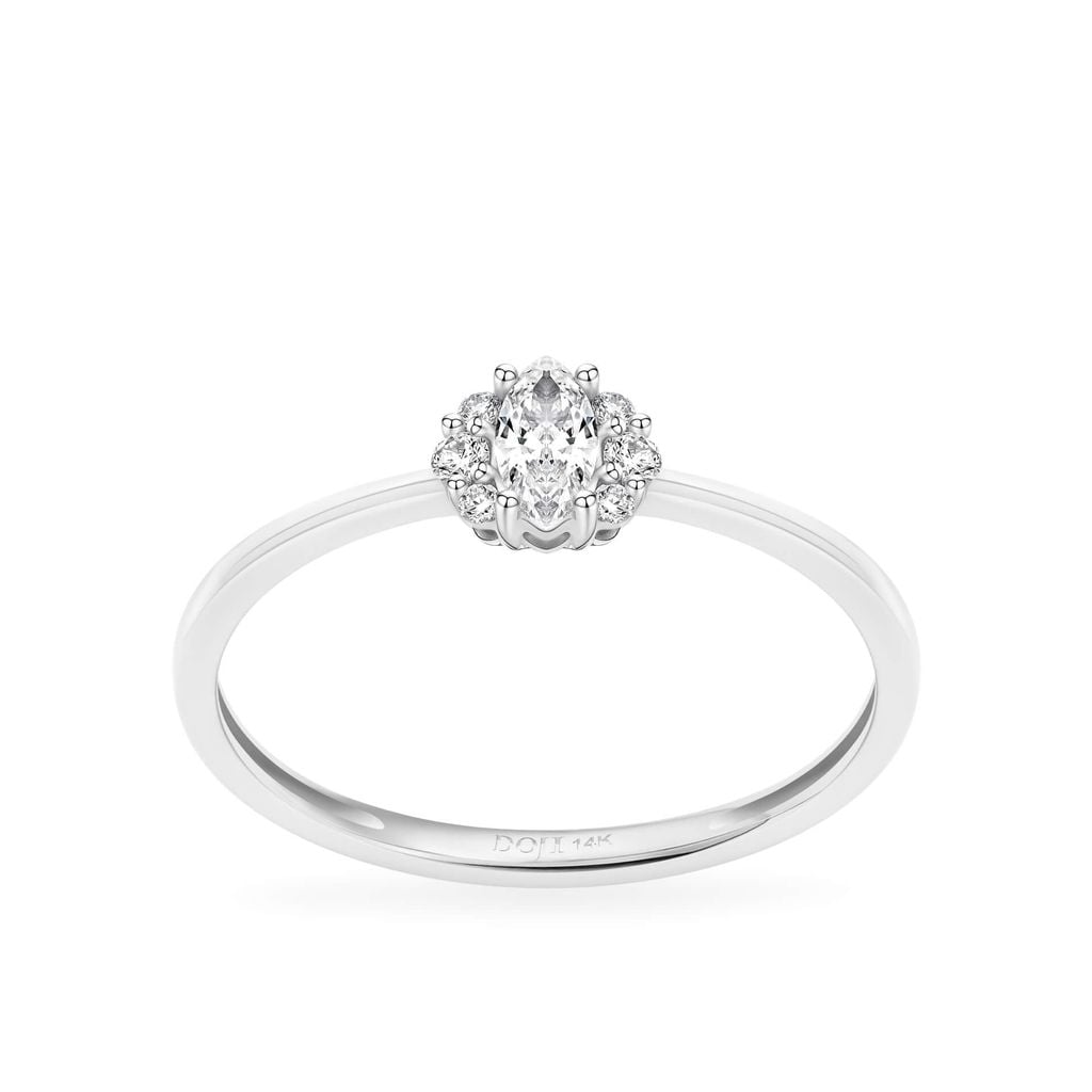 Nhẫn vàng trắng 14K gắn kim cương DOJI AFRR400141F2DA1 
