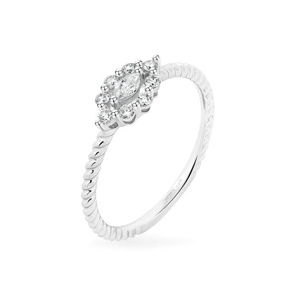 Nhẫn vàng trắng 14K gắn kim cương DOJI AFRR400146F2DA1