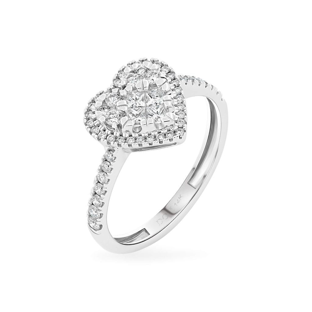 Nhẫn vàng trắng 14K gắn kim cương DOJI AFRR400153F2DA1 