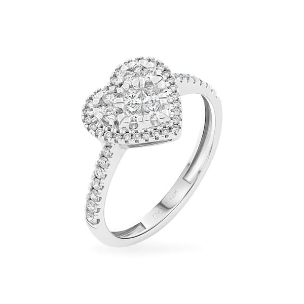 Nhẫn vàng trắng 14K gắn kim cương DOJI AFRR400153F2DA1