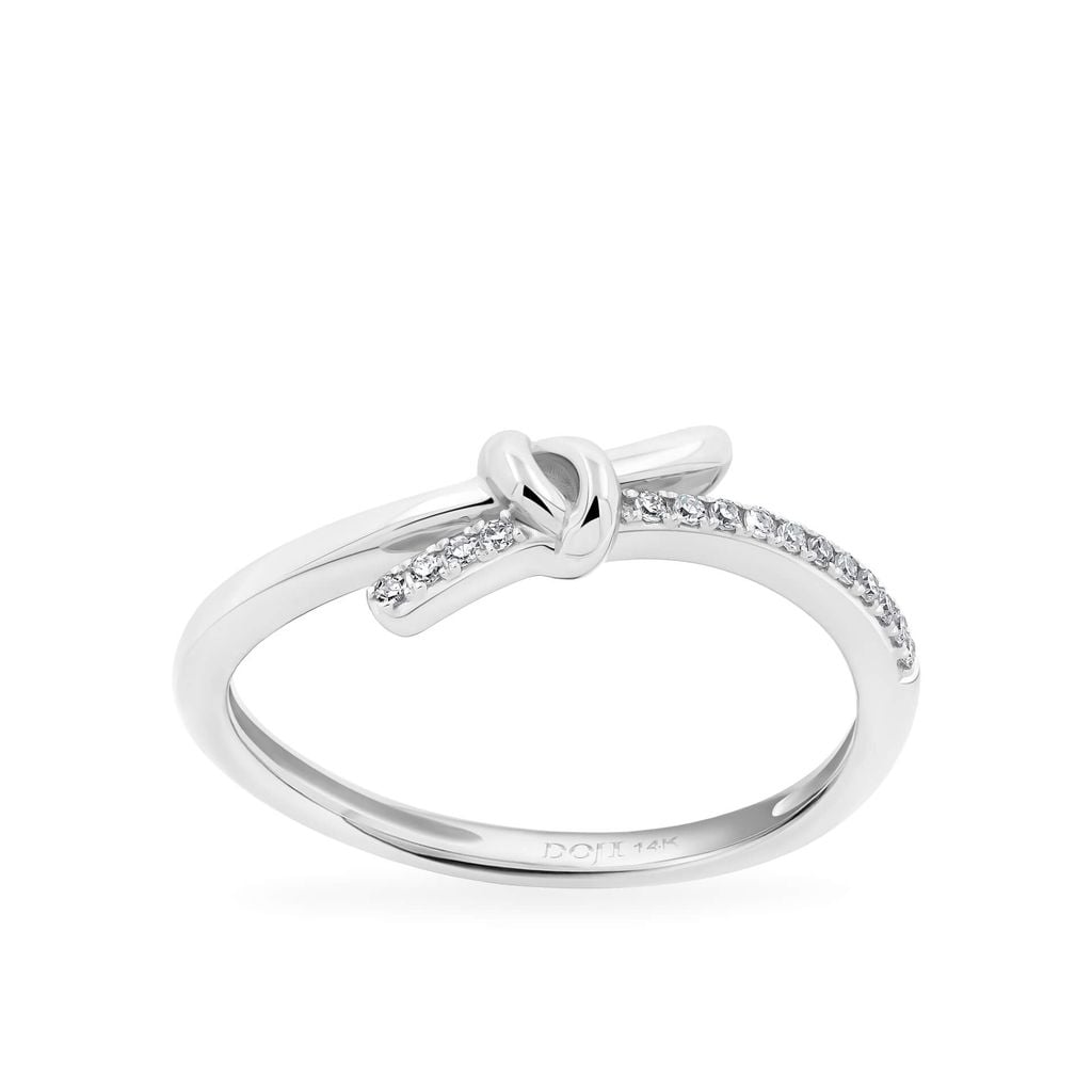 Nhẫn vàng trắng 14K gắn kim cương DOJI AFRR400162F2DA1 