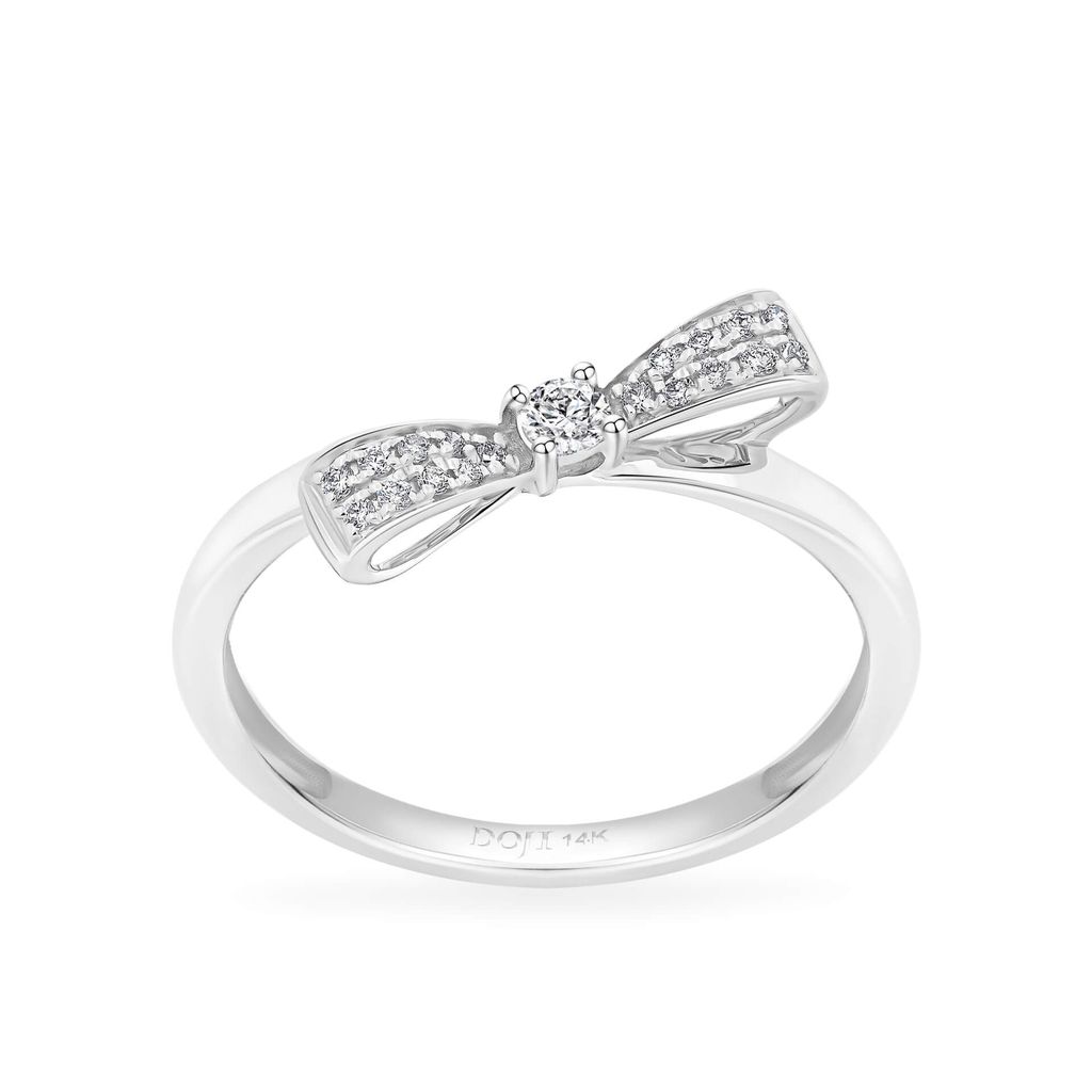 Nhẫn vàng trắng 14K gắn kim cương DOJI AFRR400190F2DA1 