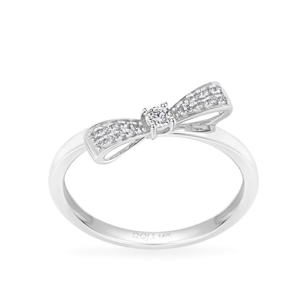 Nhẫn vàng trắng 14K gắn kim cương DOJI AFRR400190F2DA1