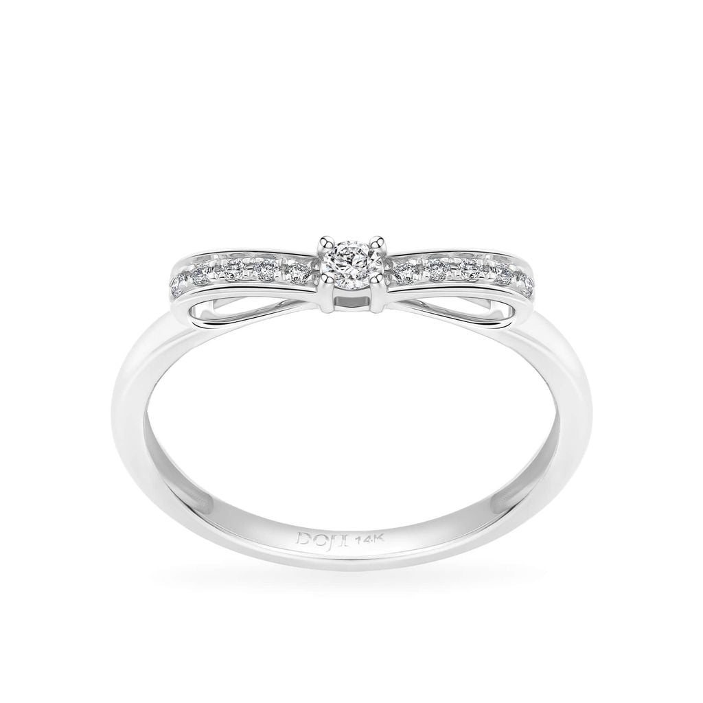 Nhẫn vàng trắng 14K gắn kim cương DOJI AFRR400191F2DA1 