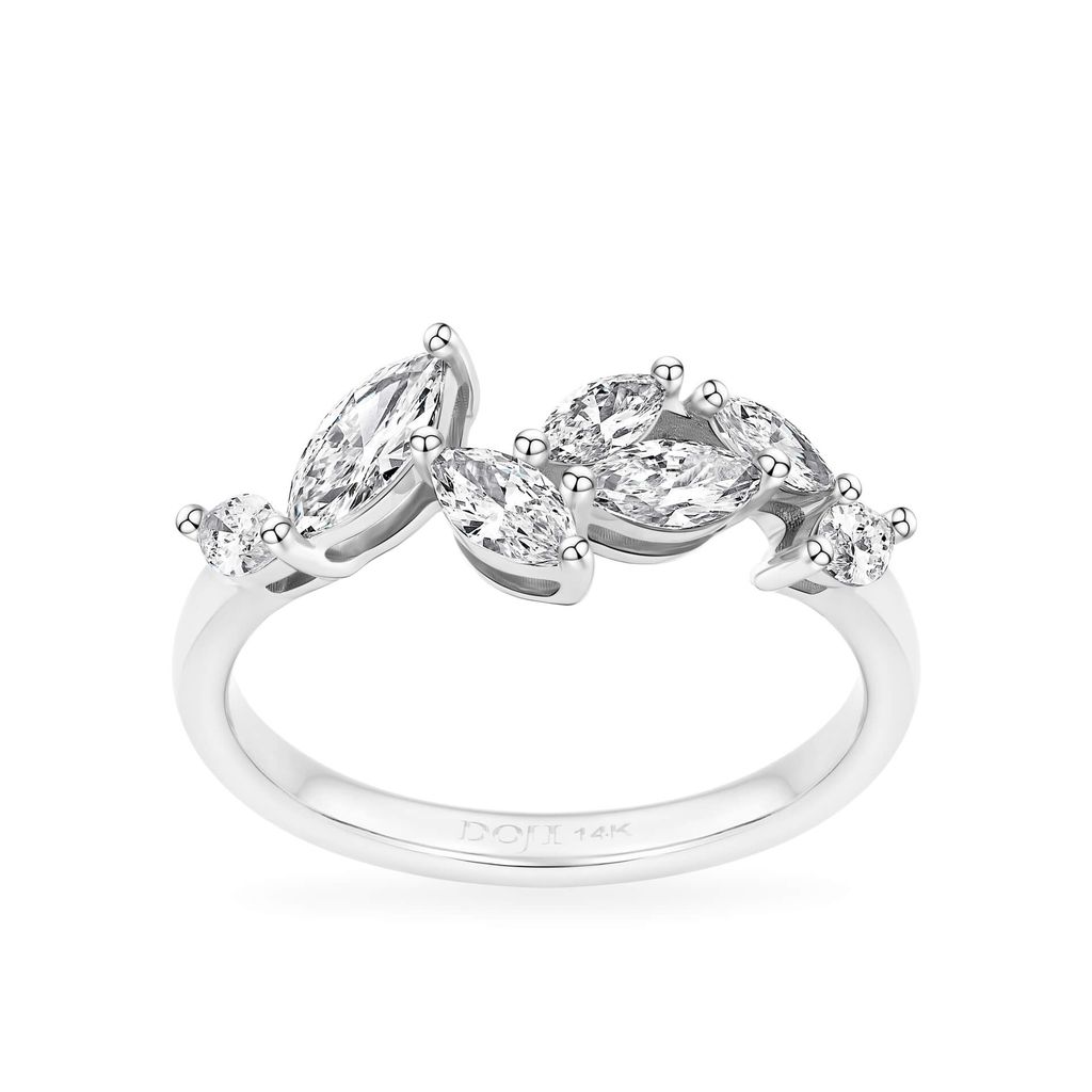 Nhẫn vàng trắng 14K gắn kim cương DOJI AFRR400215F2DA1 