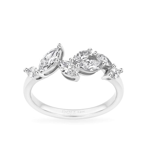 Nhẫn vàng trắng 14K gắn kim cương DOJI AFRR400215F2DA1