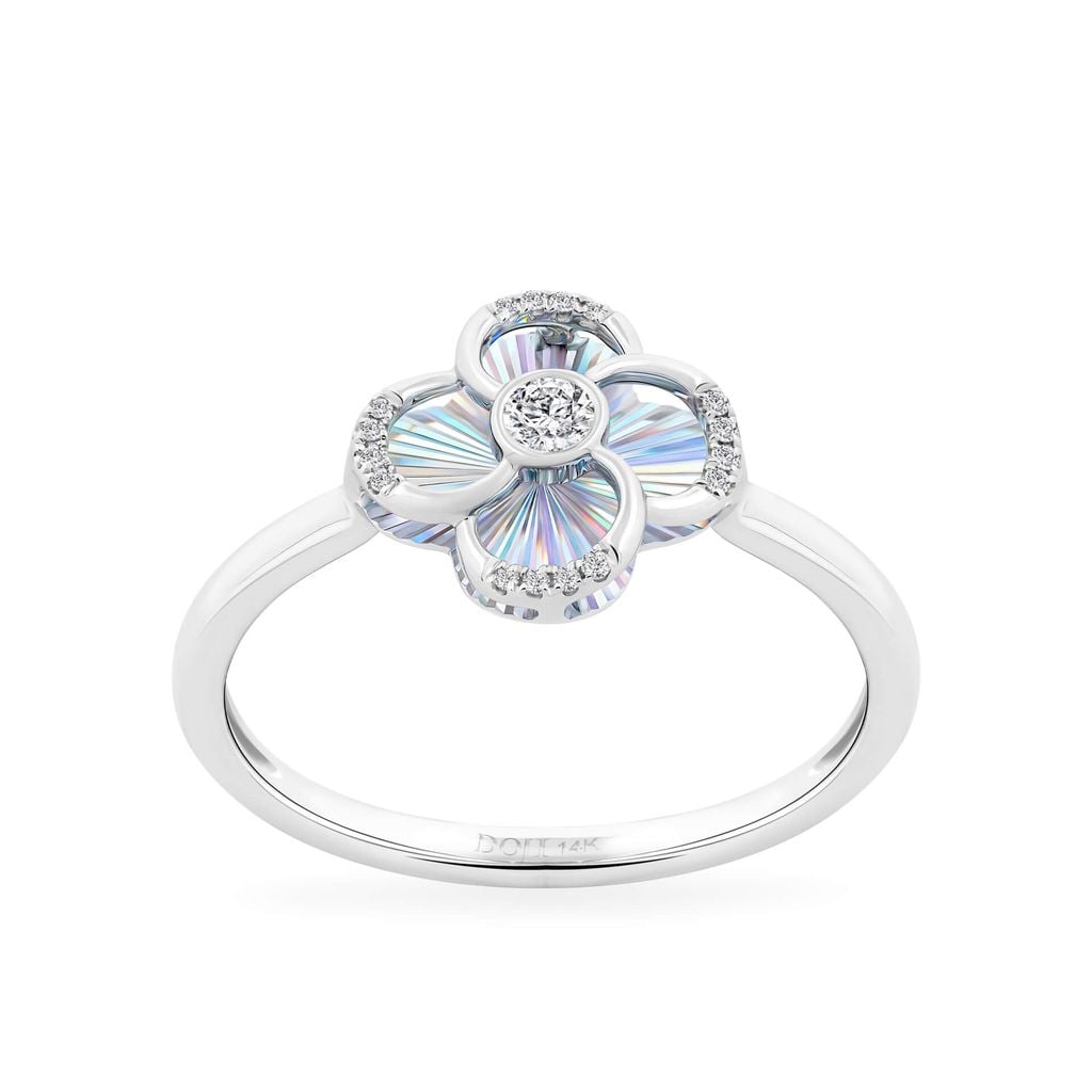 Nhẫn vàng trắng 14K gắn kim cương DOJI AFRR400220F2DA1 