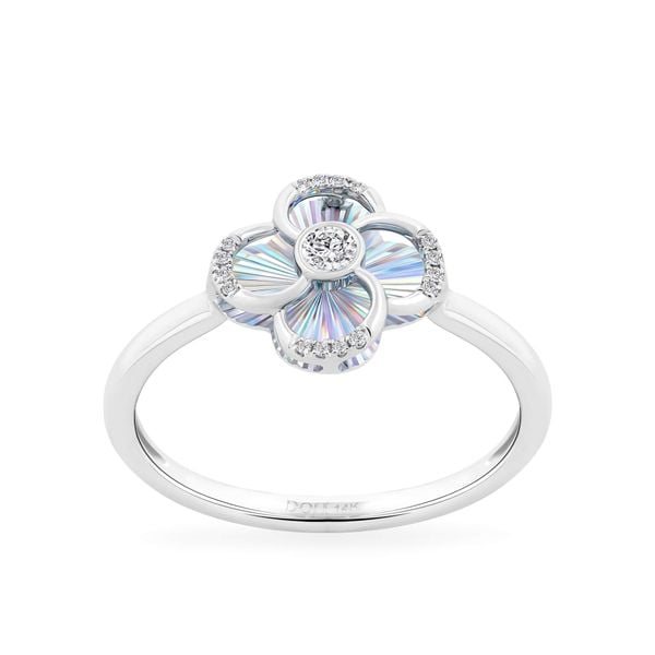 Nhẫn vàng trắng 14K gắn kim cương DOJI AFRR400220F2DA1